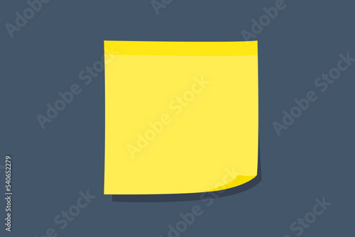 Yellow sticky note reminder message. Blank paper note.
