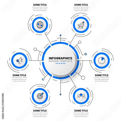 Infographic template. Technology concept. Circle with 6 steps