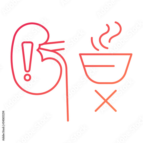 kidney problem, Symptoms, refusal to eat, loss of appetite, line gradient icons for web design