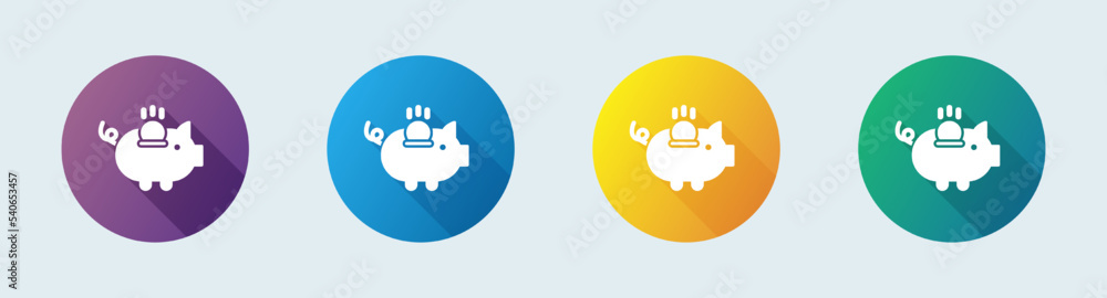Savings solid icon in flat design style. Pig coin signs vector illustration. Savings solid icon in flat design style. Pig coin signs vector illustration.