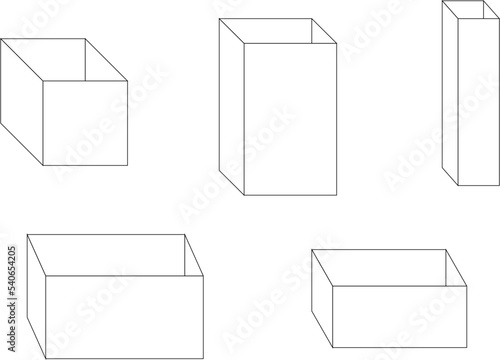Black and White illustration of a set of boxes
