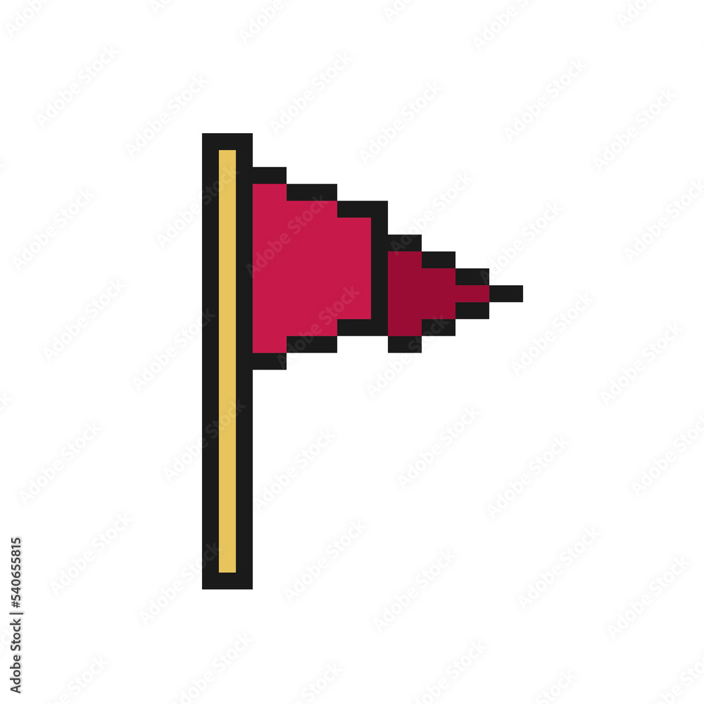 Pennant icon in pixel art design isolated on white background.