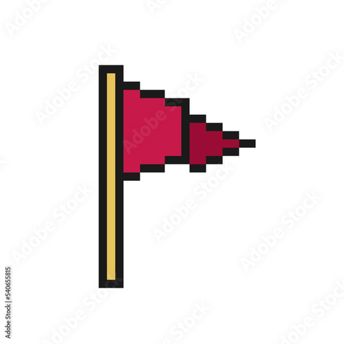 Pennant icon in pixel art design isolated on white background.