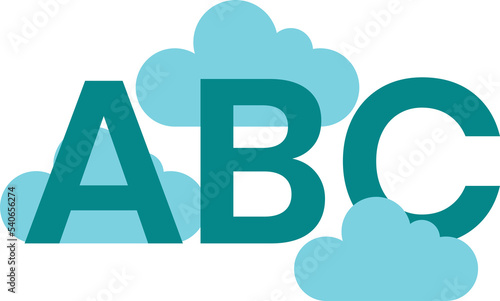 letters ABC floating in the clouds illustration in minimal style