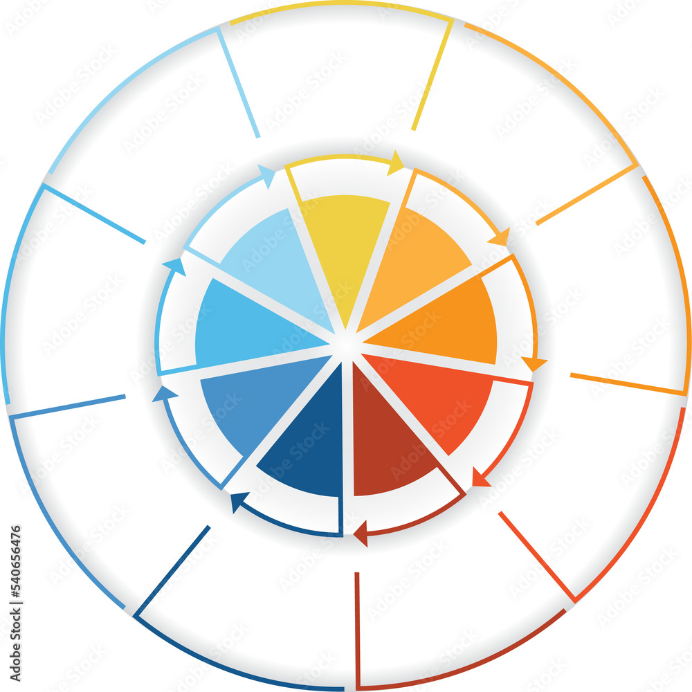 Template infographic 9 position. Pie chart. Isolated Template infographic 9 position. Pie chart. Isolated