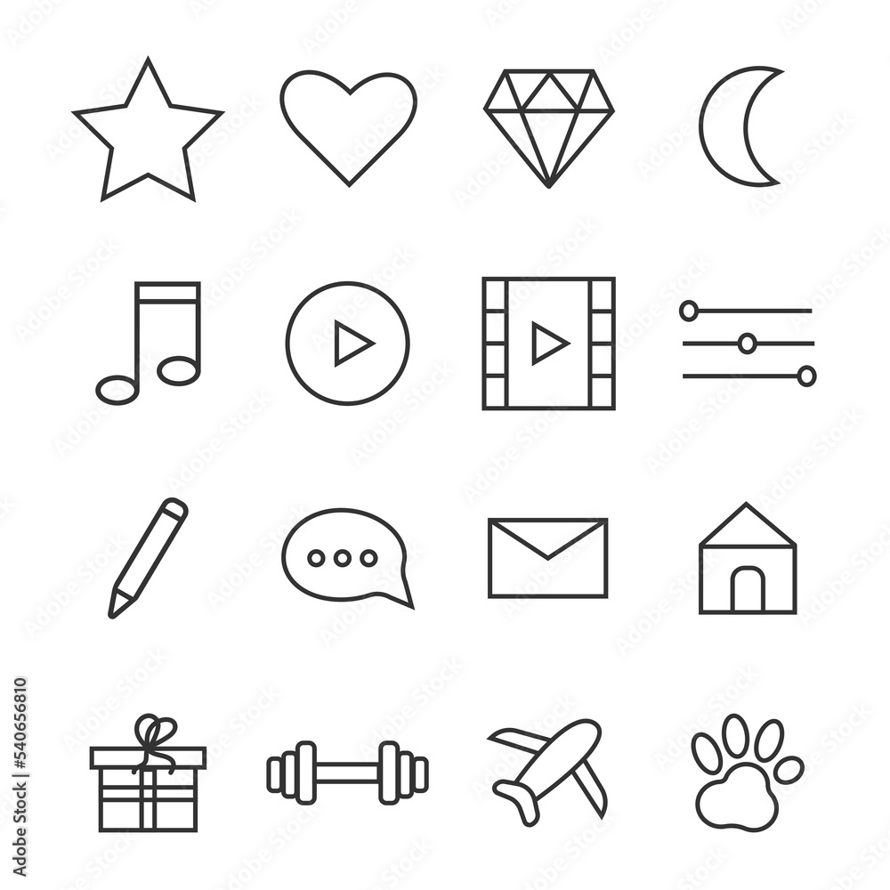 Different simple icons for mobile play icon letter icon gift icon Different simple icons for mobile play icon letter icon gift icon