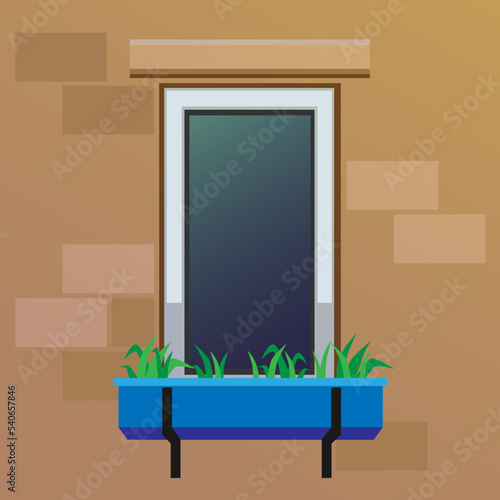 Wallpaper Mural Window with flower box vector illustration Torontodigital.ca
