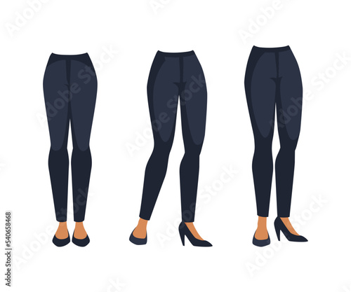 Office Woman Legs as Constructor and Creation Body Parts Vector Set