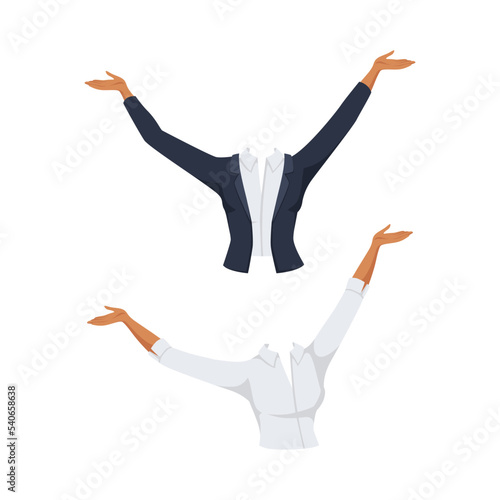 Office Woman Upper Body with Arms as Constructor and Creation Vector Set
