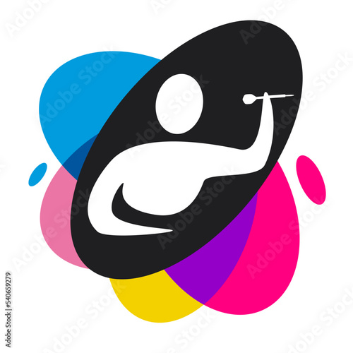 Dart sport graphic with colorful design elements.
