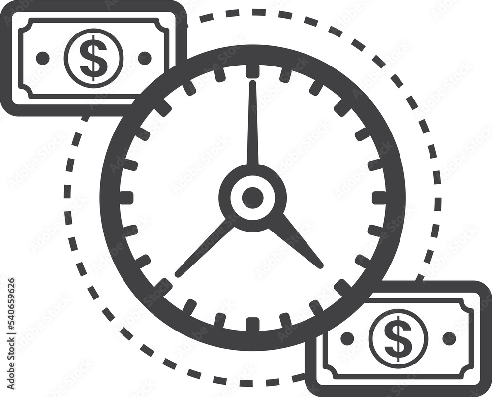 clock and money illustration in minimal style clock and money illustration in minimal style