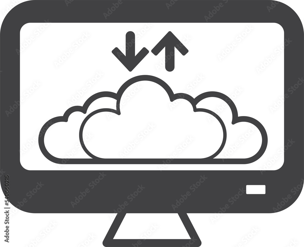 Uploading data by a desktop computer illustration in minimal style Uploading data by a desktop computer illustration in minimal style