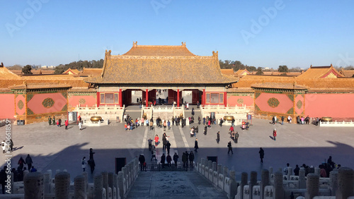 Beijing, China, November 2016 - A group of people in front of Forbidden City