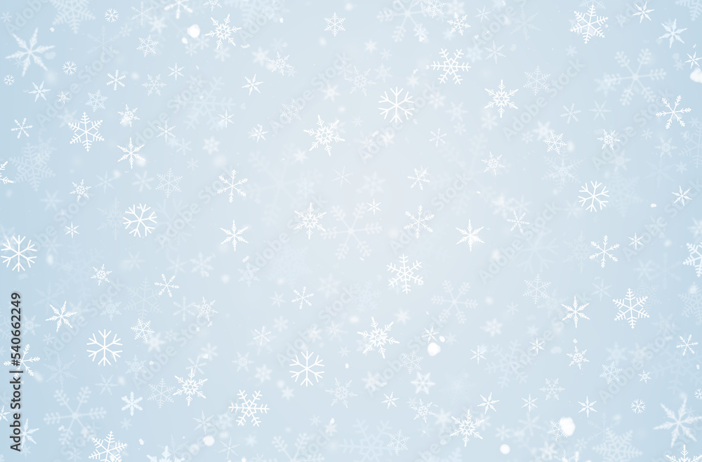 winter light blue background with snowflakes