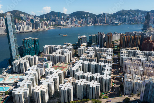 Top view of Hong Kong city photo