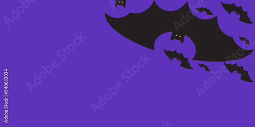 bat on purple background.Website spooky,Background or banner Halloween template.