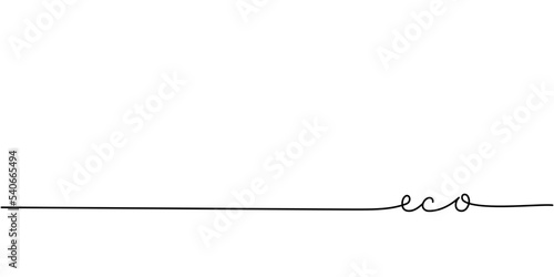 Eco word - continuous one line with word. Minimalistic drawing of phrase illustration.