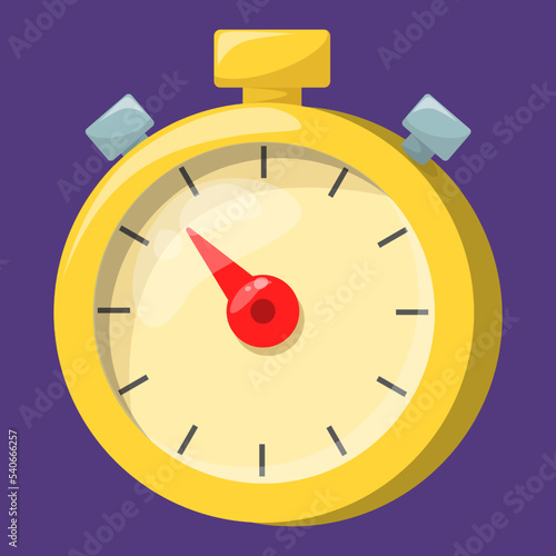 Timer vector illustration. Game icon of a clock, time is ticking. Symbol of countdown. Mobile app design element.
