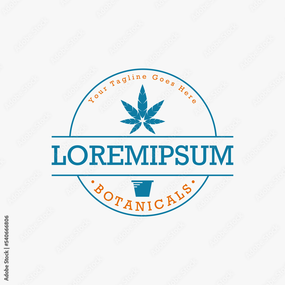 Fototapeta premium Simple and unique cannabis marijuana and pot in modern emblem image graphic icon logo design abstract concept vector stock. Can be used as symbol related to nature or beauty