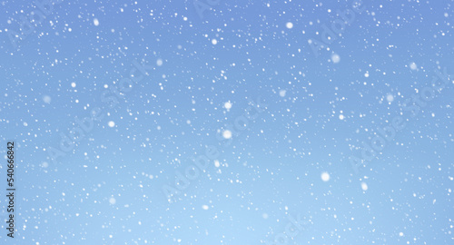 Vector heavy snowfall  snowflakes in different shapes and forms. White cold flake element on blue background. Snow flakes  snowy backdrop. White snowflakes flying in the air