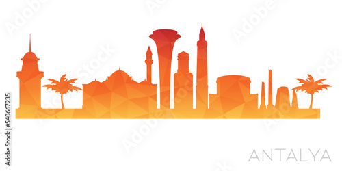 Antalya, Turkey Low Poly Skyline Clip Art City Design. Geometric Polygon Graphic Horizon Icon. Vector Illustration Symbol.