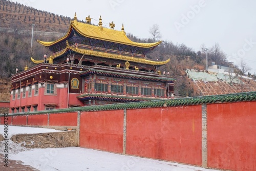 Ta'er temple, Kumbum monastery in Xining, Qinghai, China captured from the side photo