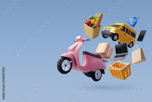 Set of 3d online shopping icon fast delivery and shipping. Fast delivery