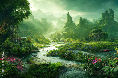 fantasy world landscape, garden of eden © Gbor
