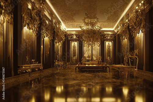 luxury golden renaissance palace interior