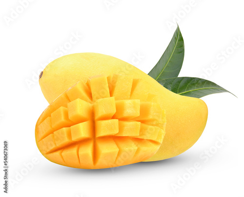 Ripe yellow mango isolated on alpha layer