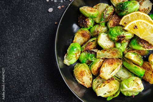 Brussels sprout fried grill vegetable meal food on the table copy space food background