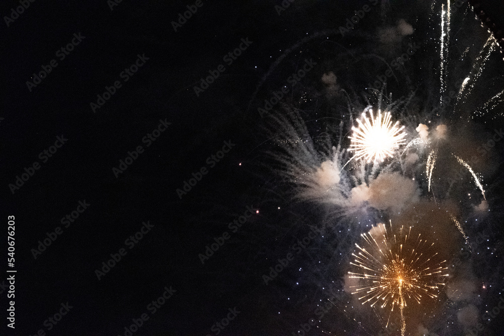fireworks on a black background - obrazy, fototapety, plakaty 