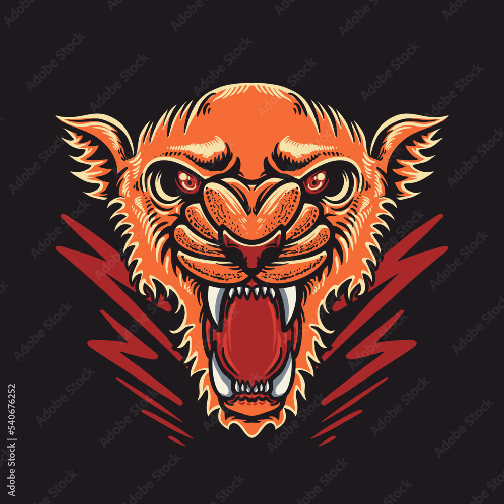 Orange Tiger Head Vector Illustration