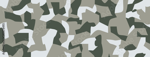 Camouflage pattern background  seamless army wallpaper. Classic military clothing style  masking woodland camo repeat print. Light green olive colors forest texture.  Vector illustration