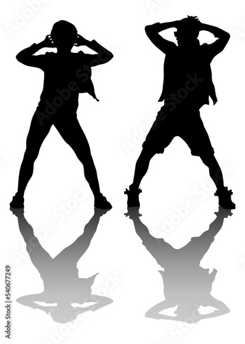 Hip-hop artists of dance on white background