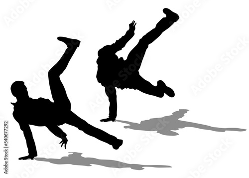 Hip-hop artists of dance on white background