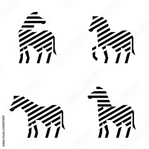 Set of Zebra, Zebra Logo. Icon design. Template elements