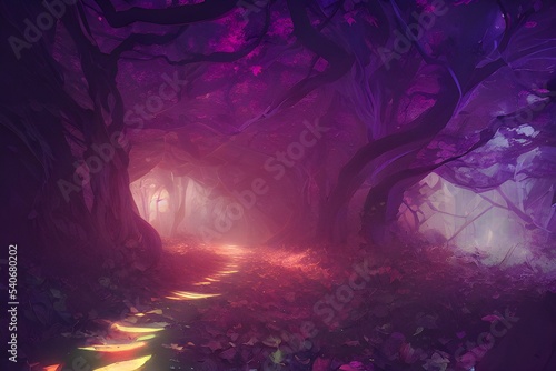 Secret Magic Garden colorful beautiful atmospheric 3d illustration