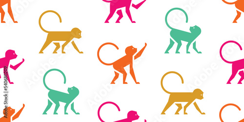 Seamless pattern with Monkeys. isolated on white background