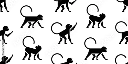 Naklejka na ścianę Seamless pattern with Monkeys. isolated on white background