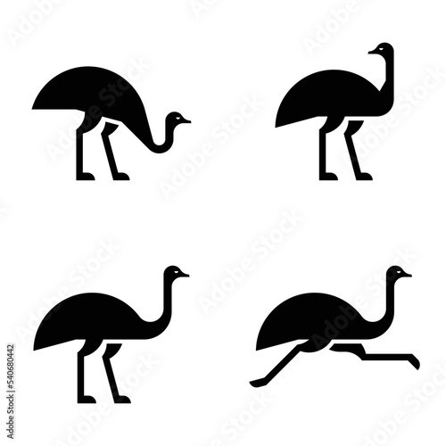Set of Ostrich, Ostrich Logo. Icon design. Template elements