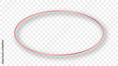 Rose gold glowing oval shape frame with shadow