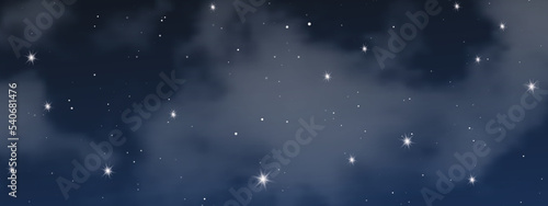 Night sky with clouds and many stars