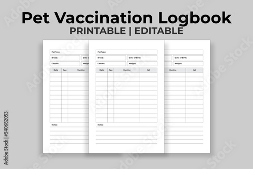 Pet Vaccination Logbook