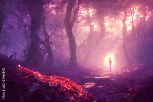 Valokuva Secret Magic Garden colorful beautiful atmospheric 3d illustration