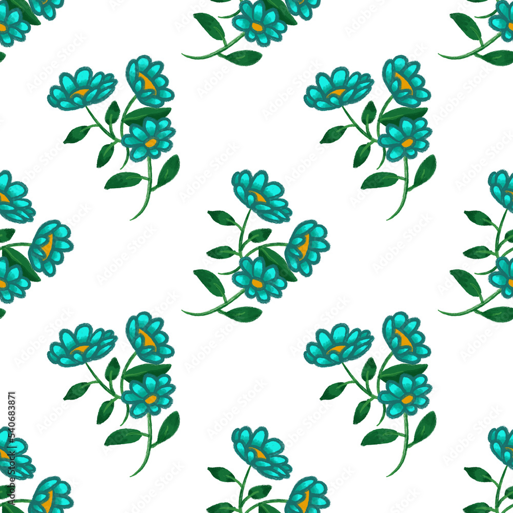 Obraz premium beauty green turquoise flower seamless pattern for print and fashion or wallpaper