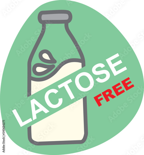 Vector sign lactose free. Logo with a bottle of milk for a label