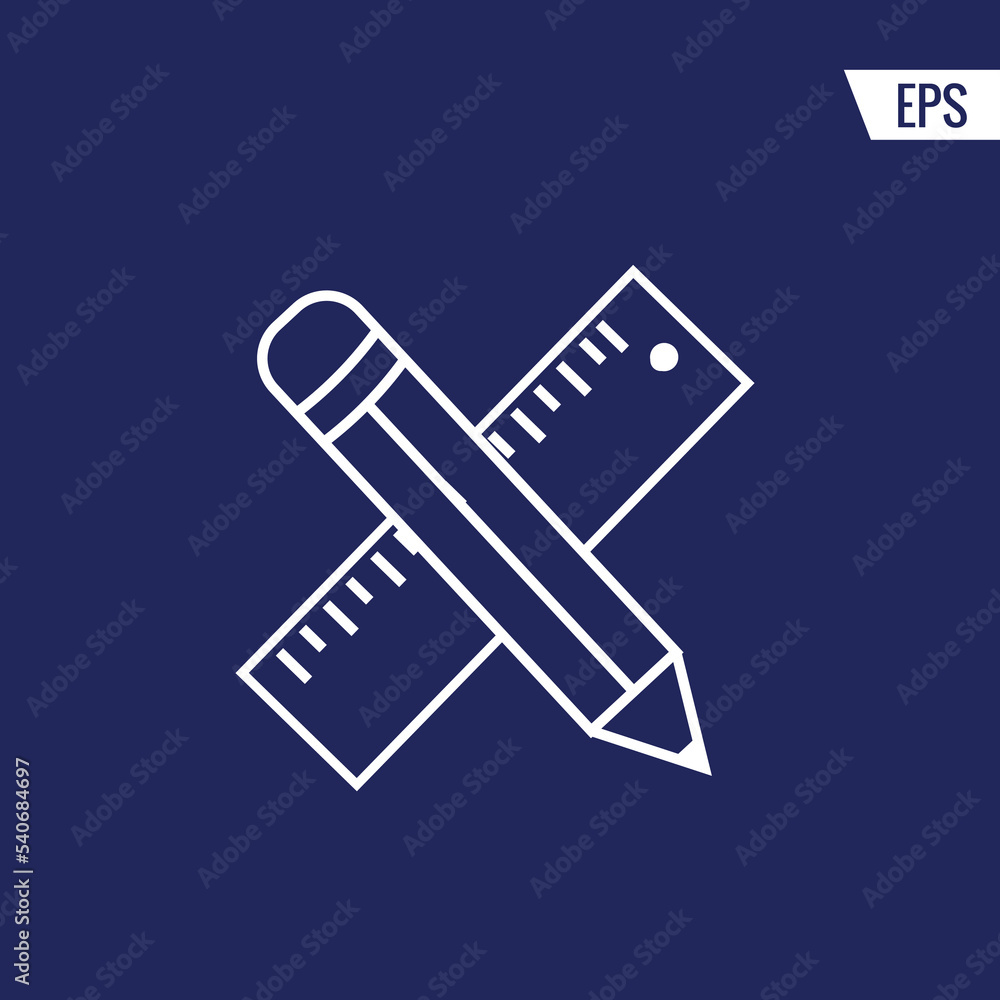 Pencil and ruler vector icon illustration sign Pencil and ruler vector icon illustration sign
