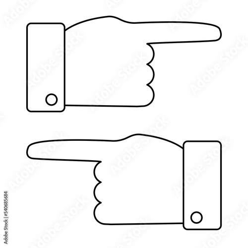 Wayfinding. Hand pointing the direction. Outline. Vector.