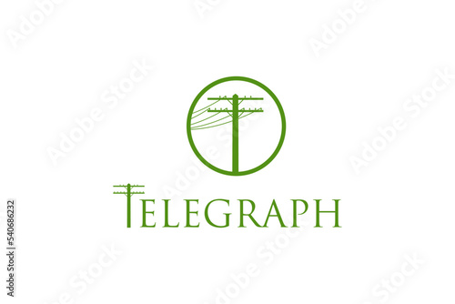 Telegraph pole logo design old technology telephone tower electric silhouette